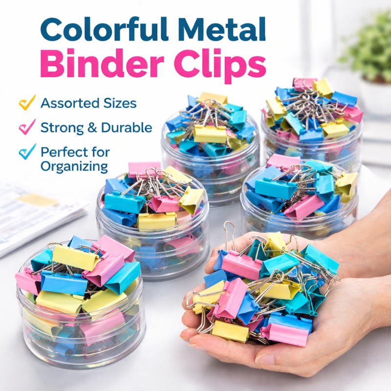 Kolorowe metalowe spinacze do  – Binder Clip Assorted recenzja i cena