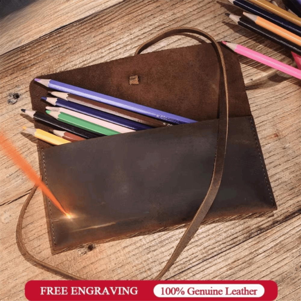 Retro skórzany piórnik z paski – Pen Pouch Roll recenzja i cena